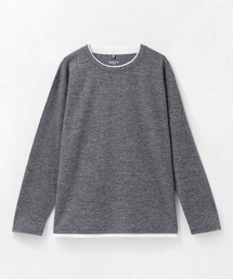 NAVY 時短フェイクレイヤード メランジダブルクルーネック長袖Tシャツ