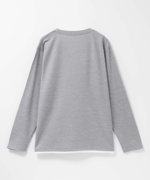 NAVY(ネイビー)の「NAVY 時短フェイクレイヤード メランジダブルクルーネック長袖Tシャツ(Tシャツ/カットソー・メンズ・ブラック/カーキ/グレー/ベージュ/ネイビー・XL/L/M/S)」の7枚目の写真