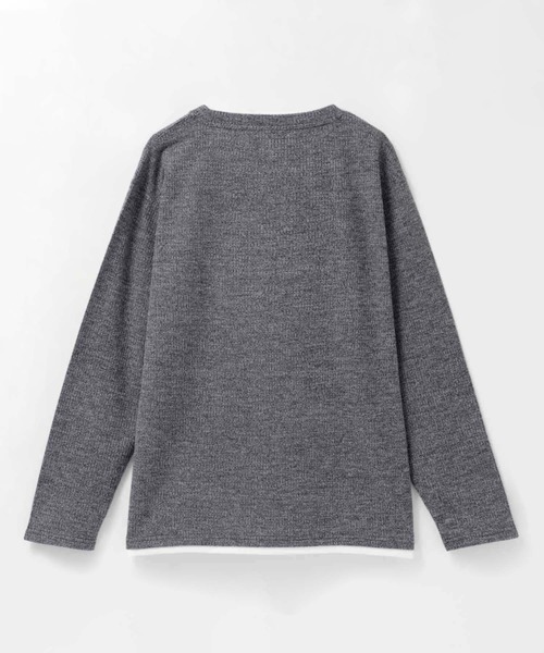 NAVY(ネイビー)の「NAVY 時短フェイクレイヤード メランジダブルクルーネック長袖Tシャツ(Tシャツ/カットソー・メンズ・ブラック/カーキ/グレー/ベージュ/ネイビー・XL/L/M/S)」の9枚目の写真