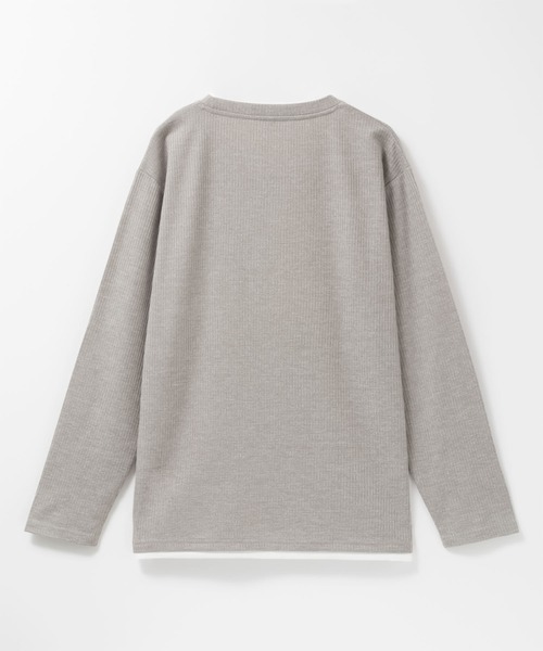 NAVY(ネイビー)の「NAVY 時短フェイクレイヤード メランジダブルクルーネック長袖Tシャツ(Tシャツ/カットソー・メンズ・ブラック/カーキ/グレー/ベージュ/ネイビー・XL/L/M/S)」の11枚目の写真