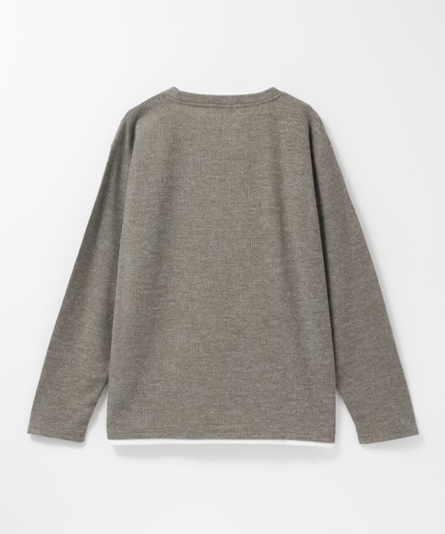 NAVY(ネイビー)の「NAVY 時短フェイクレイヤード メランジダブルクルーネック長袖Tシャツ(Tシャツ/カットソー・メンズ・ブラック/カーキ/グレー/ベージュ/ネイビー・XL/L/M/S)」の13枚目の写真