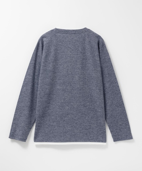 NAVY(ネイビー)の「NAVY 時短フェイクレイヤード メランジダブルクルーネック長袖Tシャツ(Tシャツ/カットソー・メンズ・ブラック/カーキ/グレー/ベージュ/ネイビー・XL/L/M/S)」の15枚目の写真