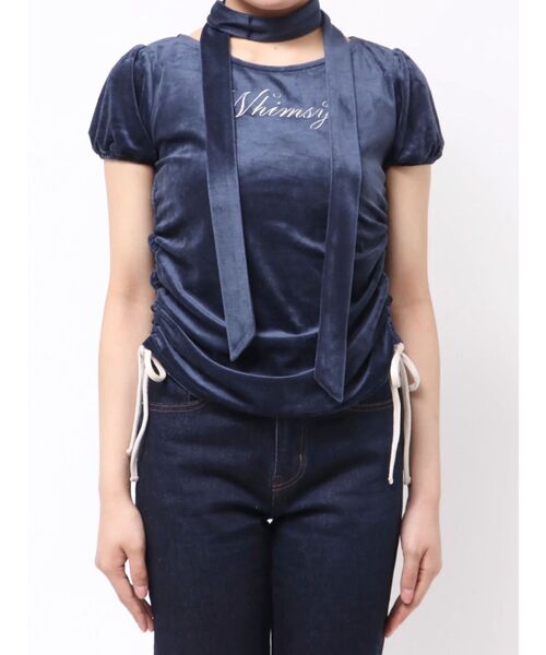 jouetie（ジュエティ）の「ベロアチョーカートップス【セットアップ対応】（Tシャツ/カットソー・レディース・ブラウン/ネイビー/グレー・MEDIUM）」の15枚目の写真