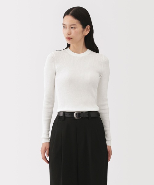 MUJI Labo（ムジラボ）の「〔MUJI Labo〕婦人　強撚コットンニット長袖プルオーバー（Tシャツ/カットソー・レディース・ブラック/オフホワイト/バーガンディー・M/L/S）」の9枚目の写真