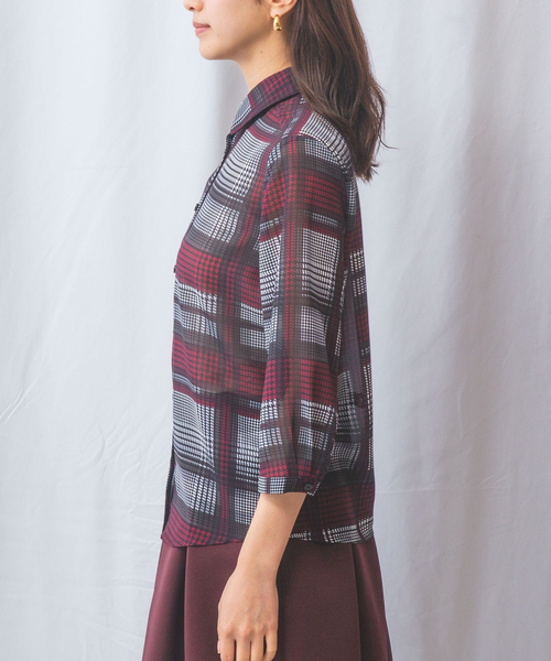 ナラカミーチェ（NARACAMICIE）/【NARACAMICIE】ビッググレンチェック七分袖シャツ セール】【NARACAMICIE】ビッググレンチェック七分袖シャツ（シャツ