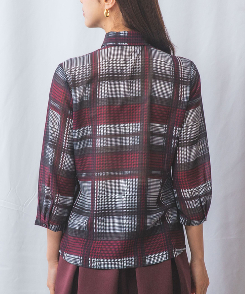 ナラカミーチェ（NARACAMICIE）/【NARACAMICIE】ビッググレンチェック七分袖シャツ セール】【NARACAMICIE】ビッググレンチェック七分袖シャツ（シャツ