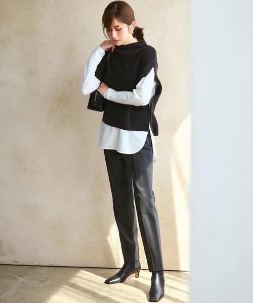 極美品✨セオリーリュクス　2023年　コットン×ポリ　モックネックニットベスト 極美品✨セオリーリュクス 2023年 コットン×ポリ モックネックニット