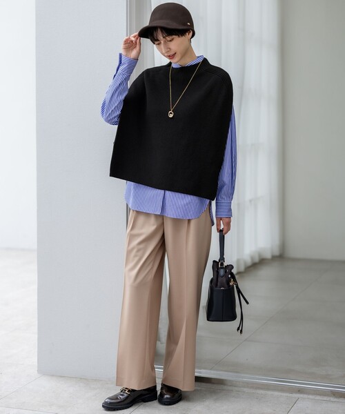 セール】【洗える】コットンリリー モックネックニットベスト（ベスト