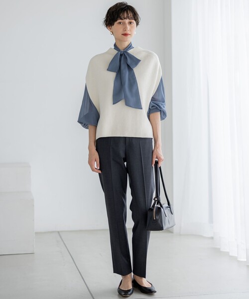 極美品✨セオリーリュクス　2023年　コットン×ポリ　モックネックニットベスト 極美品❣️theory luxe モックネックセーター 極美品✨セオリー