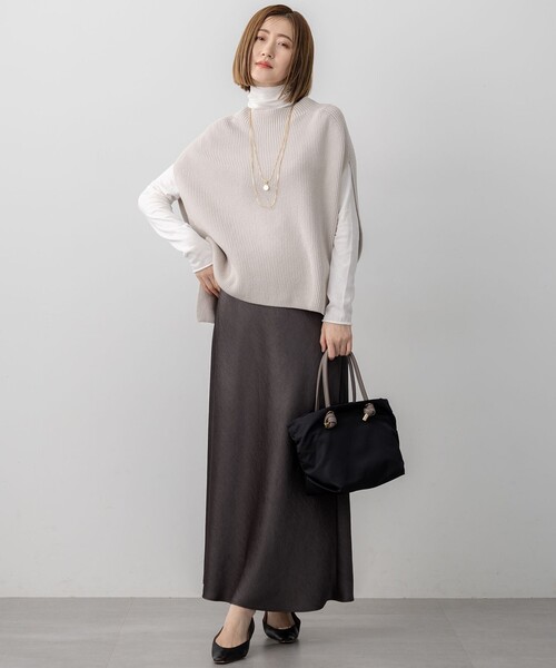 セール】【洗える】コットンリリー モックネックニットベスト（ベスト