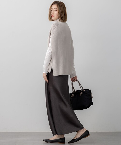 セール】【洗える】コットンリリー モックネックニットベスト（ベスト