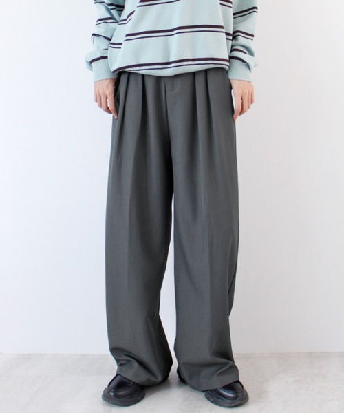 ABYS(アビス)の「【LONG丈】ツータックボリュームワイドスラックス(スラックス・レディース・ベージュ/ブラック/グレー・LARGE/MEDIUM)」の1枚目の写真