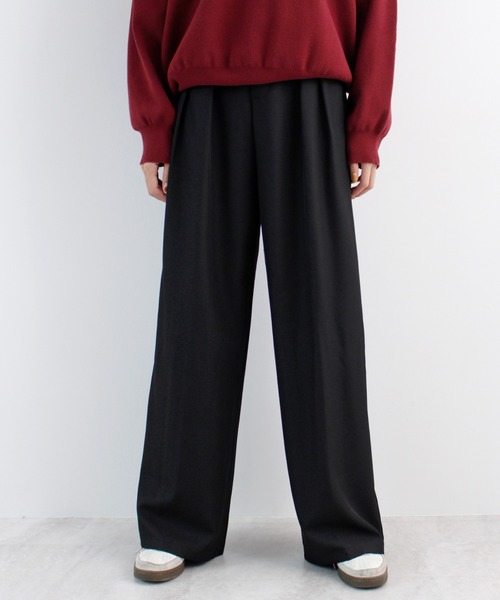 ABYS(アビス)の「【LONG丈】ツータックボリュームワイドスラックス(スラックス・レディース・ベージュ/ブラック/グレー・LARGE/MEDIUM)」の2枚目の写真