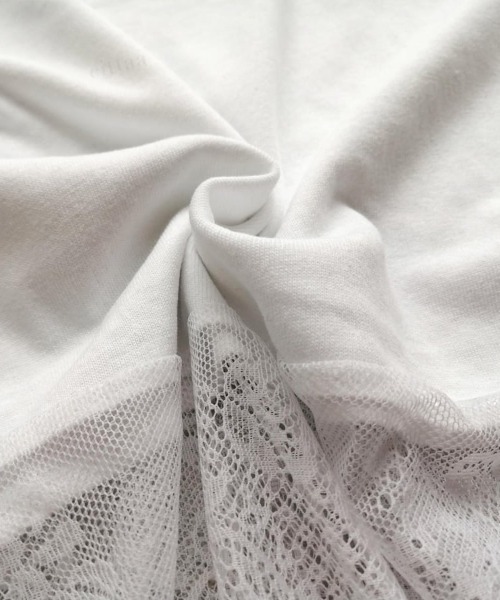 Dalfwin（ダールフィン）の「韓国ファッション レースドッキングデザイン半袖Tシャツワンピース（ワンピース・レディース・ブラック/ホワイト・FREE）」の15枚目の写真