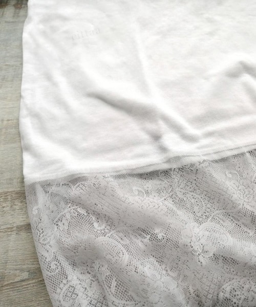 Dalfwin（ダールフィン）の「韓国ファッション レースドッキングデザイン半袖Tシャツワンピース（ワンピース・レディース・ブラック/ホワイト・FREE）」の12枚目の写真