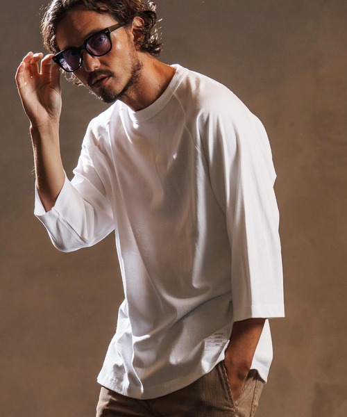 wjk reluxe(ダブルジェーケーリラックス)の「mt9879-open end yarn half sleeve cut sew ハーフスリーブカットソー(WR25W-28)(Tシャツ/カットソー・メンズ・ホワイト/サンドベージュ/ブラック・XL/L/M/S)」の1枚目の写真