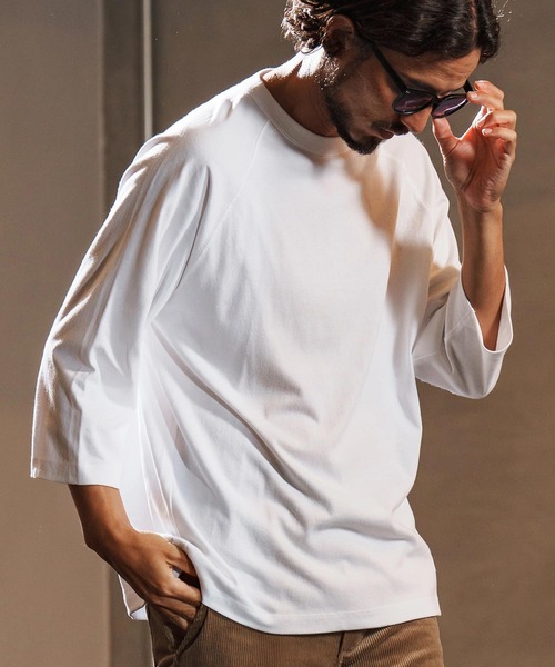 wjk reluxe(ダブルジェーケーリラックス)の「mt9879-open end yarn half sleeve cut sew ハーフスリーブカットソー(WR25W-28)(Tシャツ/カットソー・メンズ・ホワイト/サンドベージュ/ブラック・XL/L/M/S)」の4枚目の写真