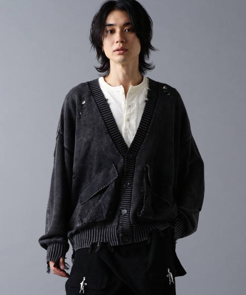 DANKE SCHON（ダンケシェーン）の「DankeSchon/ダンケシェーン/MILS KNIT CARDIGAN（カーディガン/ボレロ・メンズ・ベージュ/ブラック・M/L）」の5枚目の写真