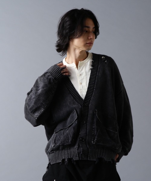DANKE SCHON（ダンケシェーン）の「DankeSchon/ダンケシェーン/MILS KNIT CARDIGAN（カーディガン/ボレロ・メンズ・ベージュ/ブラック・M/L）」の7枚目の写真