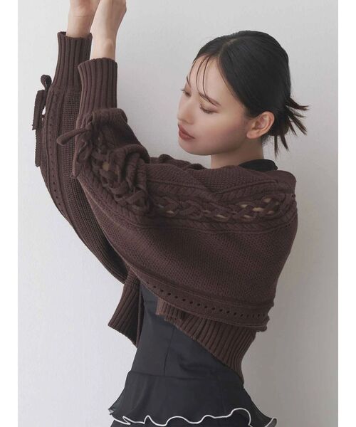 MERCURYDUO(マーキュリーデュオ)の「ショルダーレースアップカーデ(カーディガン/ボレロ・レディース・オフホワイト/ブルー/イエロー/ブラウン・FREE)」の3枚目の写真