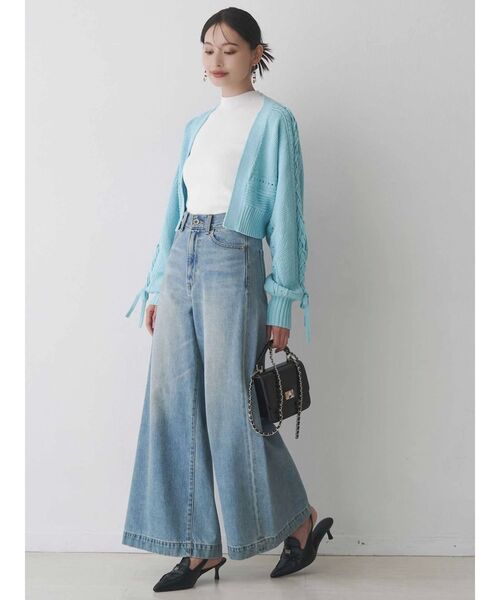 MERCURYDUO(マーキュリーデュオ)の「ショルダーレースアップカーデ(カーディガン/ボレロ・レディース・オフホワイト/ブルー/イエロー/ブラウン・FREE)」の7枚目の写真