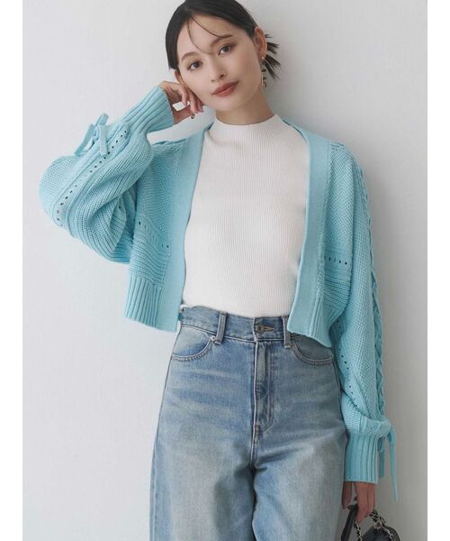 MERCURYDUO(マーキュリーデュオ)の「ショルダーレースアップカーデ(カーディガン/ボレロ・レディース・オフホワイト/ブルー/イエロー/ブラウン・FREE)」の13枚目の写真