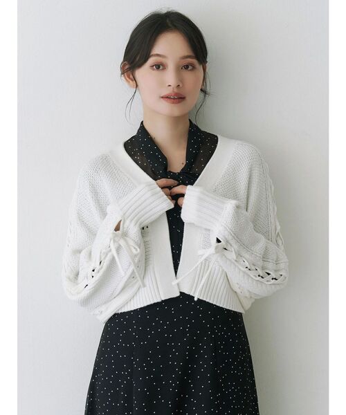MERCURYDUO(マーキュリーデュオ)の「ショルダーレースアップカーデ(カーディガン/ボレロ・レディース・オフホワイト/ブルー/イエロー/ブラウン・FREE)」の21枚目の写真