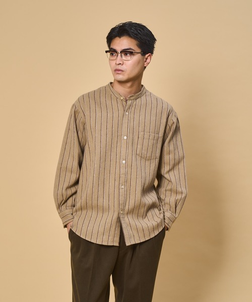 セール】Flannel Bandcollar Shirts / フランネルバンドカラーシャツ