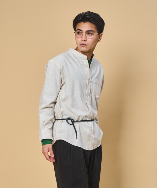 セール】Flannel Bandcollar Shirts / フランネルバンドカラーシャツ