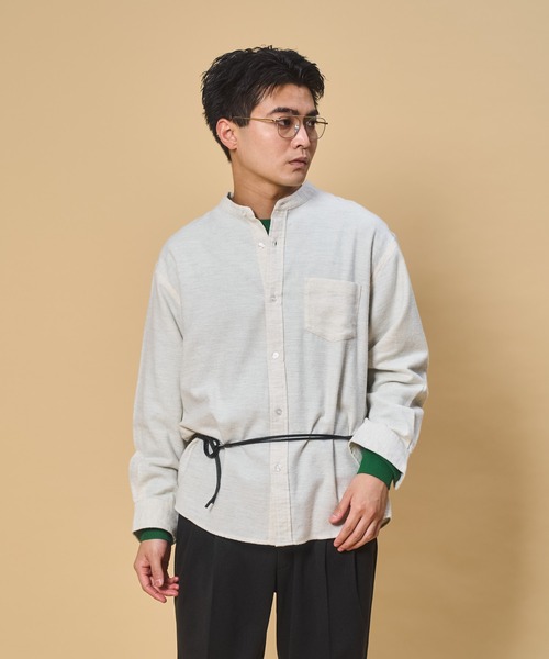 セール】Flannel Bandcollar Shirts / フランネルバンドカラーシャツ