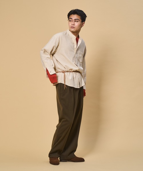 BANDEL ベージュ シャツ quaranciel ブラウス シャツ :「洗濯機可能」シアー バンピー