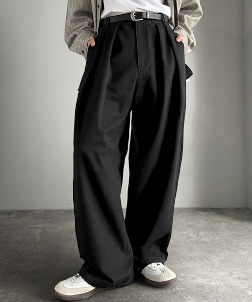 セール】綿100％ インツータック仕様 ワイドバルーンパンツ／Inverted