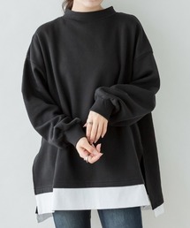 裏起毛レイヤード風ハイネックトレーナー