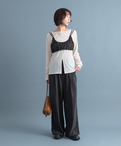 mystic(ミスティック)の「【前後2way◎】ギャザービスチェ SETトップス(Tシャツ/カットソー・レディース・ライトグレー/ブラウン/オフホワイト・FREE)」の8枚目の写真