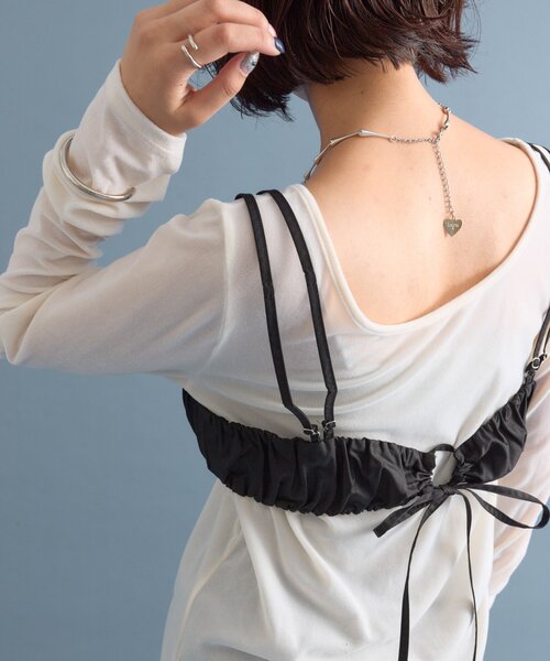 mystic(ミスティック)の「【前後2way◎】ギャザービスチェ SETトップス(Tシャツ/カットソー・レディース・ライトグレー/ブラウン/オフホワイト・FREE)」の11枚目の写真