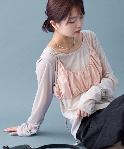 mystic(ミスティック)の「【前後2way◎】ギャザービスチェ SETトップス(Tシャツ/カットソー・レディース・ライトグレー/ブラウン/オフホワイト・FREE)」の22枚目の写真