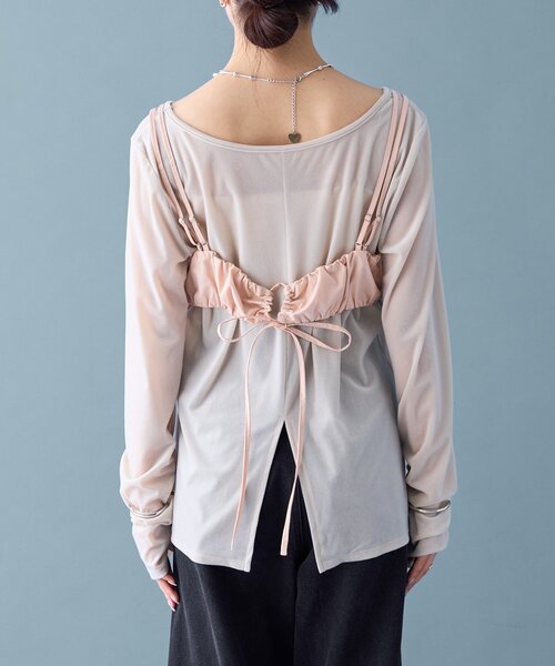 セール】【前後2way◎】ギャザービスチェ SETトップス（Tシャツ 
