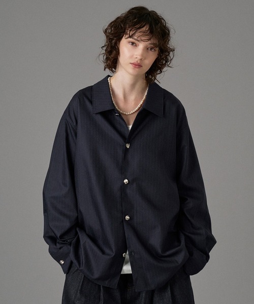 SILVER BUTTON LONG SLEEVE SHIRT / シルバーボタンロング