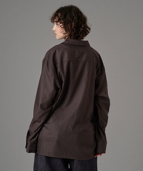 MARC LE BIHAN ダークグレー 長袖ロングシャツ SILVER BUTTON LONG SLEEVE SHIRT / シルバーボタンロング