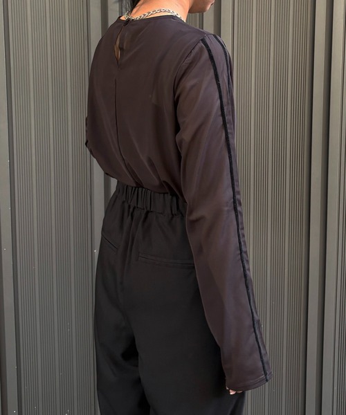 &g'aime(アンジェム)の「【&g'aime】シアーサイドラインロゴトップス Sheer Side-Stripe Logo Top(Tシャツ/カットソー・レディース・ブラウン/ホワイト/ブラック・FREE)」の16枚目の写真