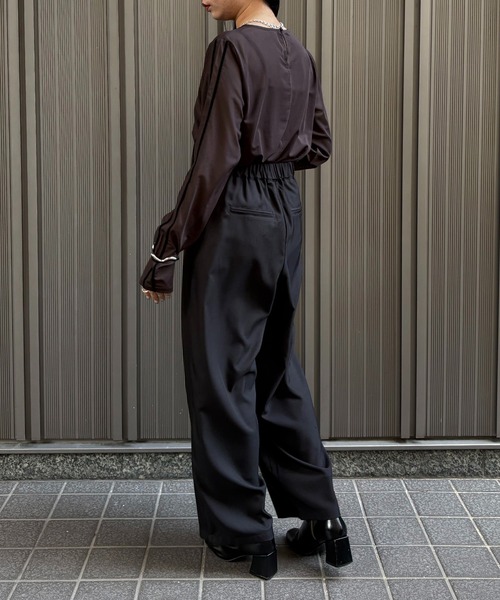&g'aime(アンジェム)の「【&g'aime】シアーサイドラインロゴトップス Sheer Side-Stripe Logo Top(Tシャツ/カットソー・レディース・ブラウン/ホワイト/ブラック・FREE)」の20枚目の写真