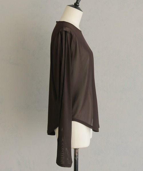&g'aime(アンジェム)の「【&g'aime】シアーサイドラインロゴトップス Sheer Side-Stripe Logo Top(Tシャツ/カットソー・レディース・ブラウン/ホワイト/ブラック・FREE)」の22枚目の写真