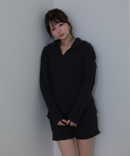M DOLLY(エムドリー)の「knit armonia cable stitch setup / ニットアルモニアケーブルステッチセットアップ(セットアップ・レディース・ブラック/アイボリー/グレー・FREE)」の9枚目の写真
