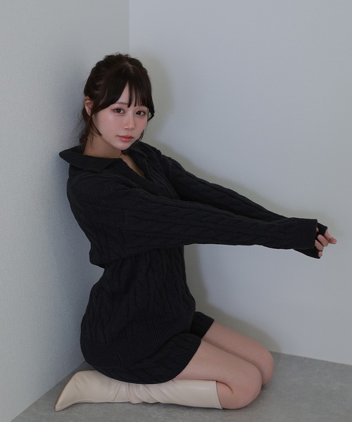 M DOLLY(エムドリー)の「knit armonia cable stitch setup / ニットアルモニアケーブルステッチセットアップ(セットアップ・レディース・ブラック/アイボリー/グレー・FREE)」の11枚目の写真
