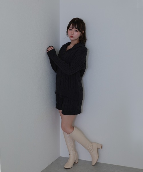 M DOLLY(エムドリー)の「knit armonia cable stitch setup / ニットアルモニアケーブルステッチセットアップ(セットアップ・レディース・ブラック/アイボリー/グレー・FREE)」の12枚目の写真