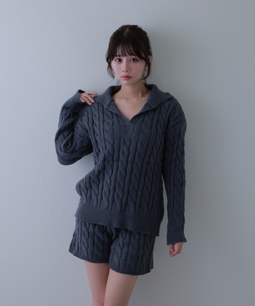 M DOLLY(エムドリー)の「knit armonia cable stitch setup / ニットアルモニアケーブルステッチセットアップ(セットアップ・レディース・ブラック/アイボリー/グレー・FREE)」の13枚目の写真