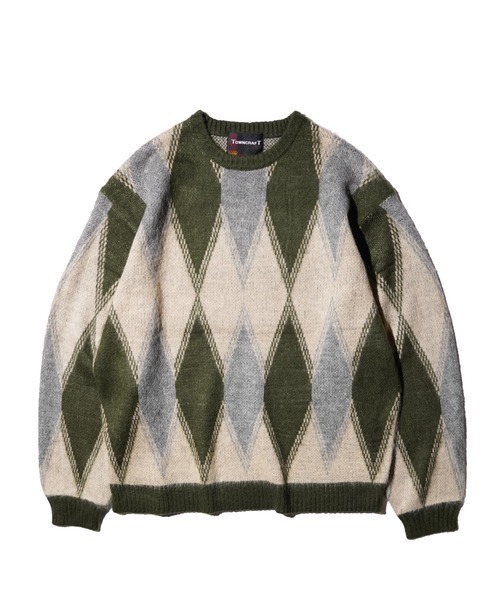 TOWNCRAFT（タウンクラフト）の「TOWNCRAFT タウンクラフト / VINTAGE PATTERN SHAGGY CREW SWEATER（ニット/セーター・メンズ・その他1/その他2/ライトグレー系1/グレー/カーキ/オリーブ・SMALL/MEDIUM/LARGE）」の4枚目の写真