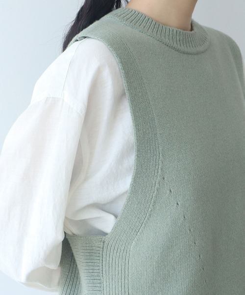 【MEI】yuni ユニ ウールコットンベスト ベスト ノーカラー MEI】yuni ユニ ウールコットンベスト ベスト ノーカラー