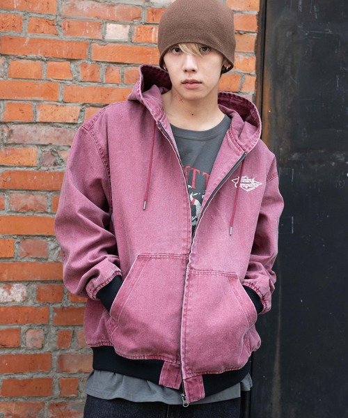 WEGO（ウィゴー）の「WEGO/ワーカーズフードブルゾン（デニムジャケット・メンズ・ワイン/スカイブルー/ブラック/ブラック系3・LARGE/MEDIUM）」の13枚目の写真