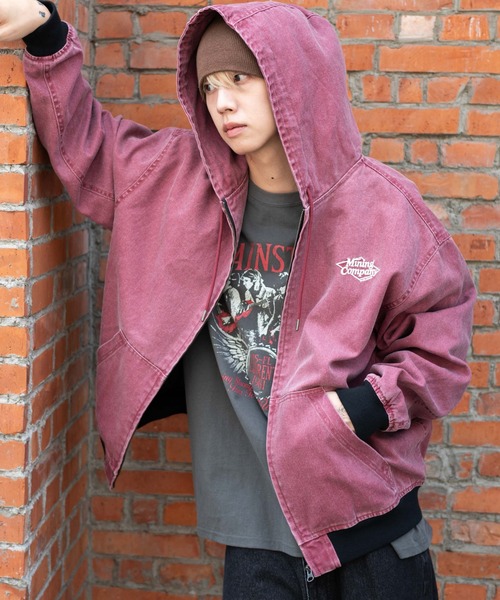 WEGO（ウィゴー）の「WEGO/ワーカーズフードブルゾン（デニムジャケット・メンズ・ワイン/スカイブルー/ブラック/ブラック系3・LARGE/MEDIUM）」の15枚目の写真